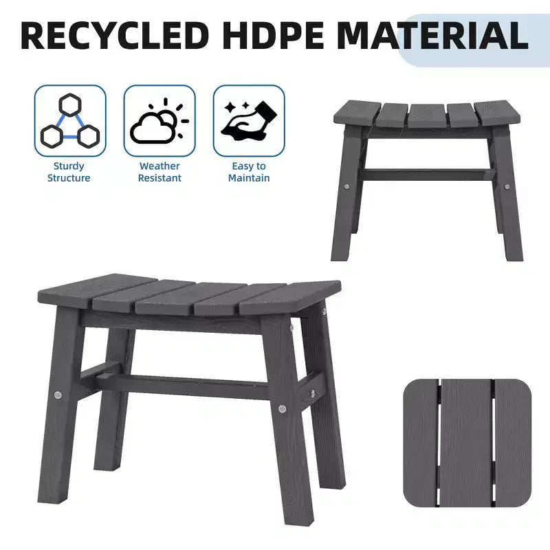 Hyleory Ottoman portable en HDPE, tabouret d'extérieur courbe ergonomique