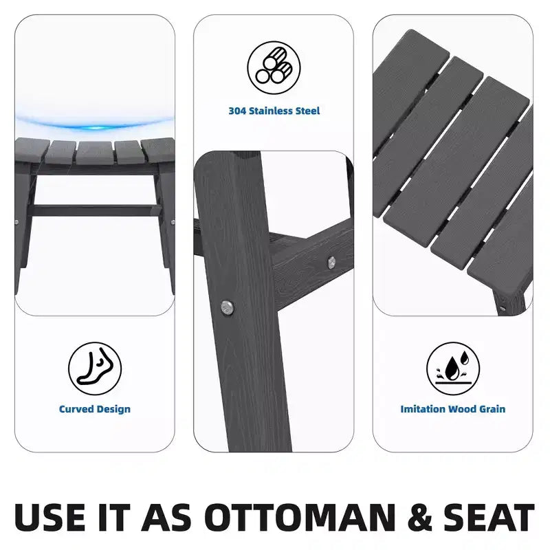 Hyleory Ottoman portable en HDPE, tabouret d'extérieur courbe ergonomique