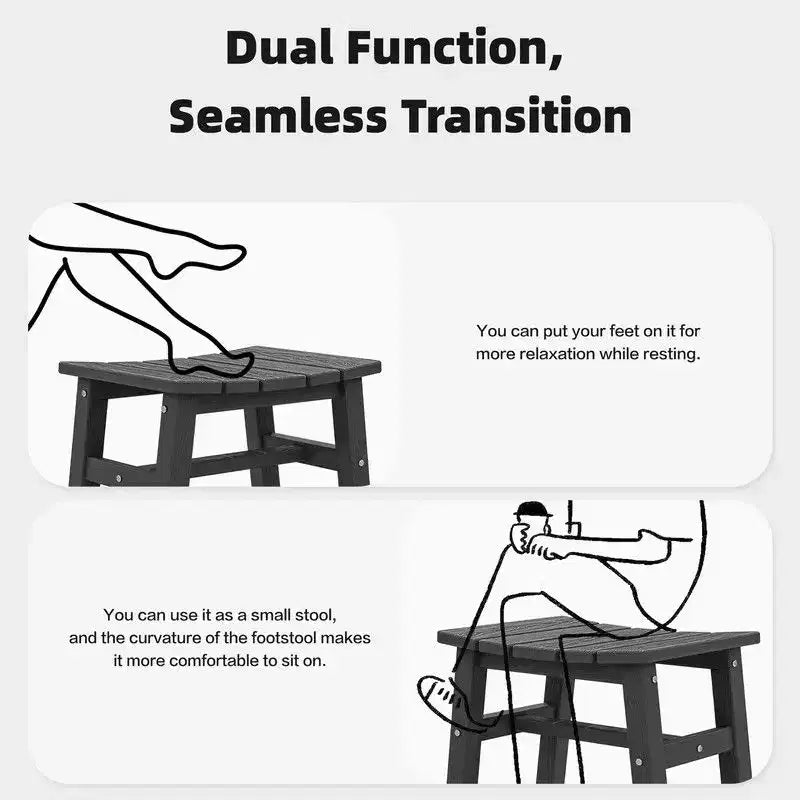 Hyleory Ottoman portable en HDPE, tabouret d'extérieur courbe ergonomique