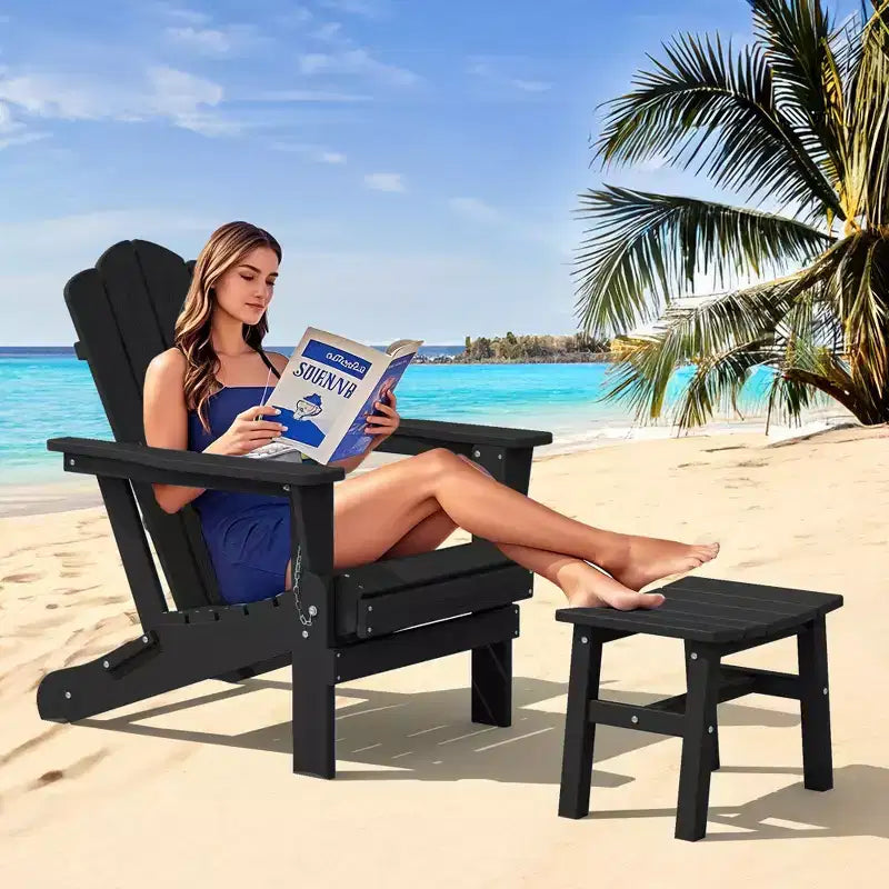 Hyleory Ottoman portable en HDPE, tabouret d'extérieur courbe ergonomique