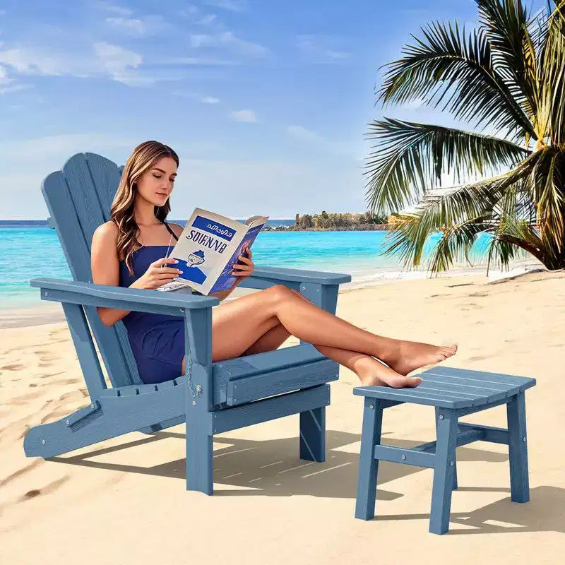 Hyleory Ottoman portable en HDPE, tabouret d'extérieur courbe ergonomique