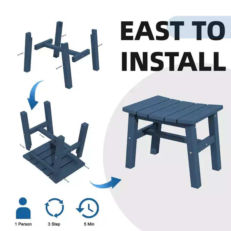 Hyleory Ottoman portable en HDPE, tabouret d'extérieur courbe ergonomique
