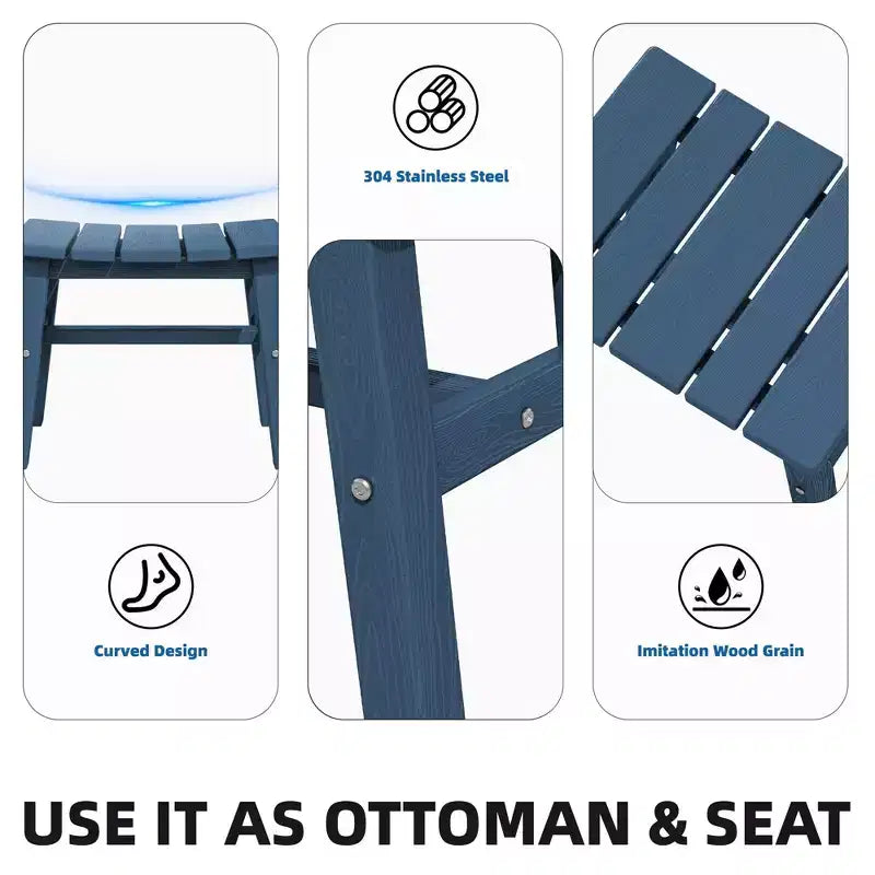Hyleory HDPE Ottoman portable, tabouret d'extérieur ergonomique incurvé