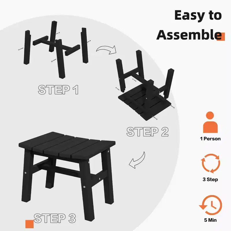 Hyleory Ottoman portable en HDPE, tabouret d'extérieur courbe ergonomique