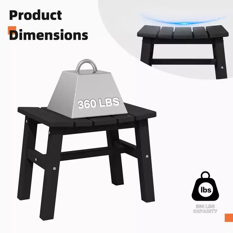 Hyleory Ottoman portable en HDPE, tabouret d'extérieur courbe ergonomique