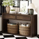 Table console rustique en bois avec tiroirs de rangement et étagère ouverte, élégante table d'entrée pour couloir et salon - ModernLuxe