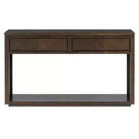 Table console rustique en bois avec tiroirs de rangement et étagère ouverte, élégante table d'entrée pour couloir et salon - ModernLuxe
