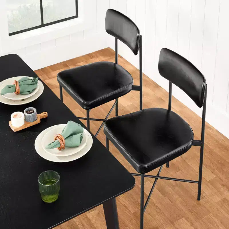Chaise de salle à manger en similicuir Best Choice Products lot de 2, hauteur standard avec structure métallique