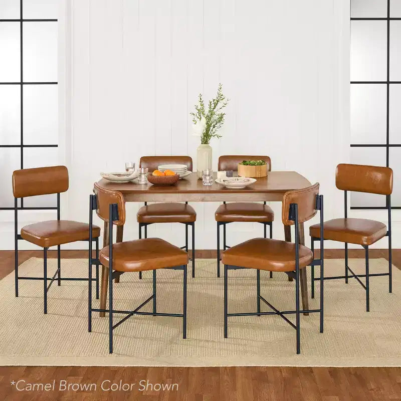 Chaise de salle à manger en similicuir Best Choice Products lot de 2, hauteur standard avec structure métallique