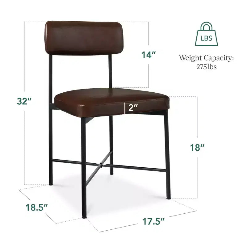 Chaise de salle à manger en similicuir Best Choice Products lot de 2, hauteur standard avec structure métallique