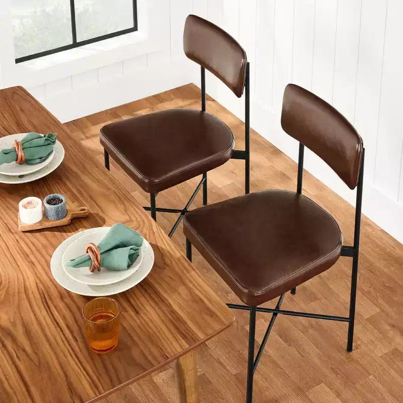 Chaise de salle à manger en similicuir Best Choice Products lot de 2, hauteur standard avec structure métallique
