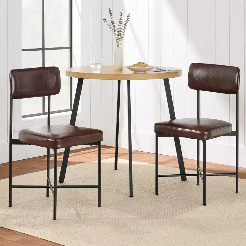 Chaise de salle à manger en similicuir Best Choice Products lot de 2, hauteur standard avec structure métallique