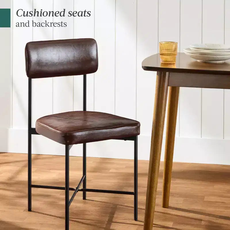 Chaise de salle à manger en similicuir Best Choice Products lot de 2, hauteur standard avec structure métallique