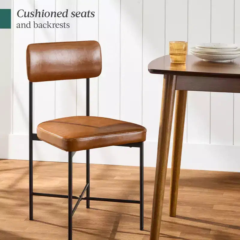 Chaise de salle à manger en similicuir Best Choice Products lot de 2, hauteur standard avec structure métallique