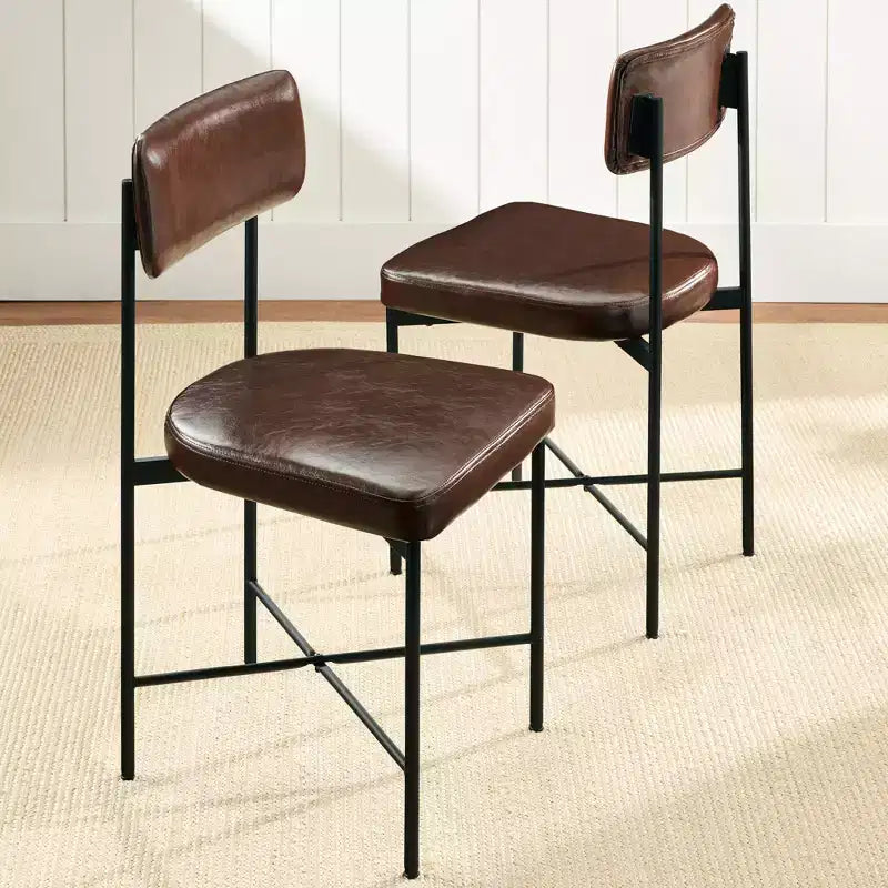 Chaise de salle à manger en similicuir Best Choice Products lot de 2, hauteur standard avec structure métallique