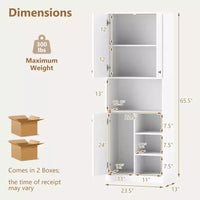 Armoire garde-manger de cuisine Costway 65.5 haute moderne avec support micro-ondes, marron/blanc