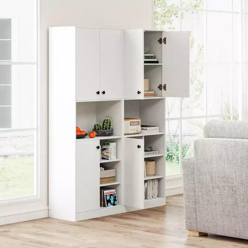 Armoire garde-manger de cuisine Costway 65.5 haute moderne avec support micro-ondes, marron/blanc