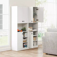 Armoire garde-manger de cuisine Costway 65.5 haute moderne avec support micro-ondes, marron/blanc
