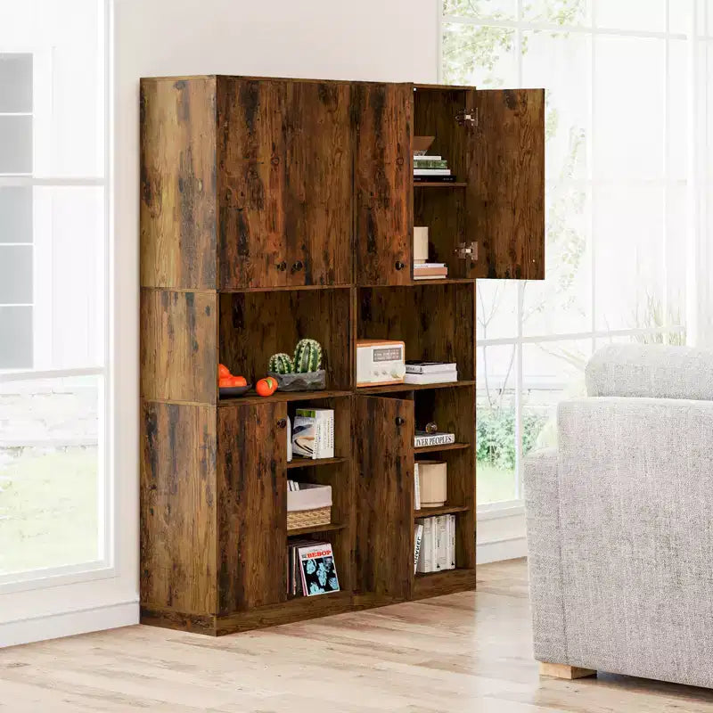 Armoire garde-manger de cuisine Costway 65.5 haute moderne avec support micro-ondes, marron/blanc