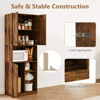 Armoire garde-manger de cuisine Costway 65.5 haute moderne avec support micro-ondes, marron/blanc