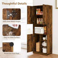 Armoire garde-manger de cuisine Costway 65.5 haute moderne avec support micro-ondes, marron/blanc