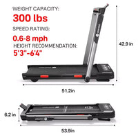 DeerRun Z10 Pro Tapis roulant pliable intelligent 2-en-1 0.6-3.8 MPH inclinaison automatique 12% tapis de marche