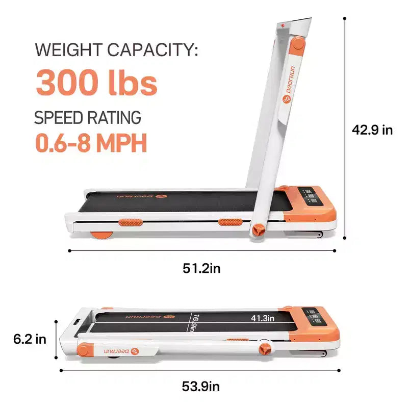 DeerRun Z10 Pro Tapis roulant pliable intelligent 2-en-1 0.6-3.8 MPH inclinaison automatique 12% tapis de marche