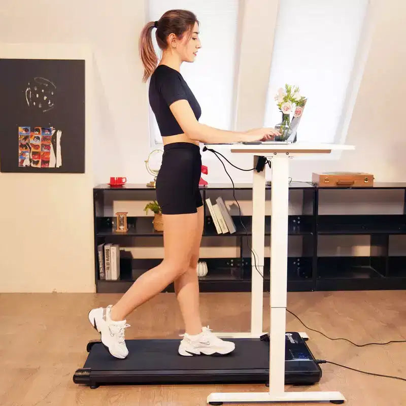 Tapis de course à bande de course de 39 x 100 cm, 2,5 CV, 2 en 1, écran LED, 1-8 km/h, capacité de poids de 158 kg