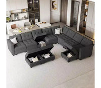 Canapé modulable Belffin Weave avec siège de rangement et pouf (9 places + 11 côtés)