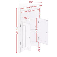 MAYEERTY Meuble de rangement d'angle blanc avec portes et étagères réglables pour salle de bain, cuisine, salon