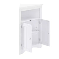 MAYEERTY Meuble de rangement d'angle blanc avec portes et étagères réglables pour salle de bain, cuisine, salon