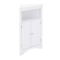MAYEERTY Meuble de rangement d'angle blanc avec portes et étagères réglables pour salle de bain, cuisine, salon