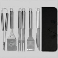 R.W.FLAME Ensemble d'ustensiles de grillade 6 pièces, accessoires et outils de barbecue en acier inoxydable avec sac de rangement, spatule, pinces, couteau à barbecue et brosse de nettoyage pour le camping