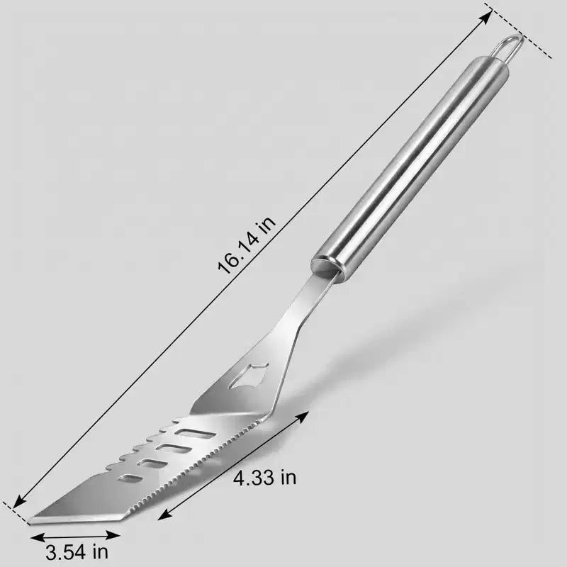 R.W.FLAME Ensemble d'ustensiles de grillade 6 pièces, accessoires et outils de barbecue en acier inoxydable avec sac de rangement, spatule, pinces, couteau à barbecue et brosse de nettoyage pour le camping