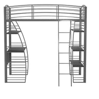 Lit mezzanine double en métal DHP Sage Studio avec bureau et étagères intégrés