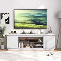 Costway meuble TV cheminée pour téléviseurs jusqu'à 80 avec cheminée électrique 3 étagères réglables noir/blanc