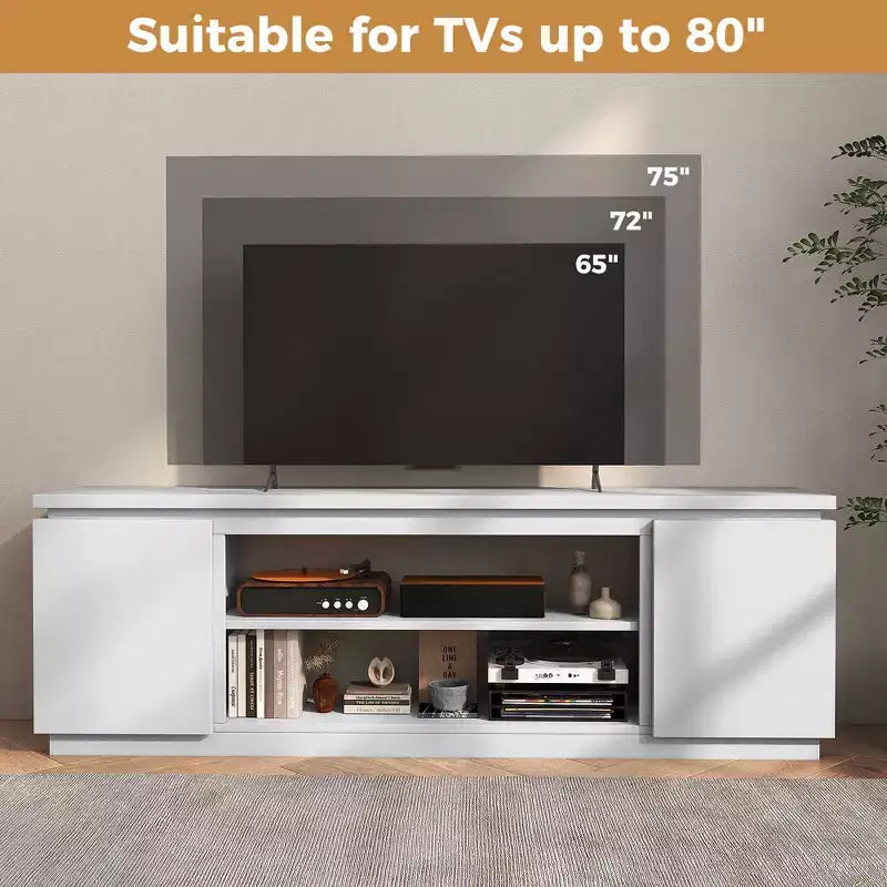 Costway meuble TV cheminée pour téléviseurs jusqu'à 80 avec cheminée électrique 3 étagères réglables noir/blanc
