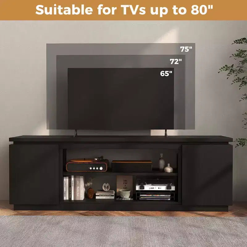 Costway meuble TV cheminée pour téléviseurs jusqu'à 80 avec cheminée électrique 3 étagères réglables noir/blanc