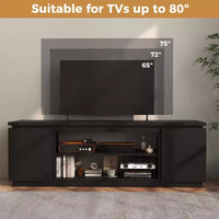 Costway meuble TV cheminée pour téléviseurs jusqu'à 80 avec cheminée électrique 3 étagères réglables noir/blanc