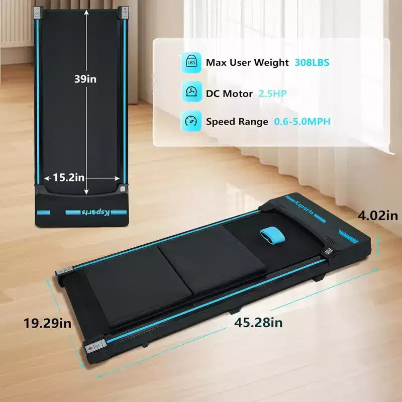 Ksports Tapis de marche classique sous le bureau avec roues et télécommande, 2,5 CV