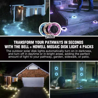 Bell + Howell Lumières de disque solaires rondes à mosaïque 6 LED avec marche/arrêt automatique