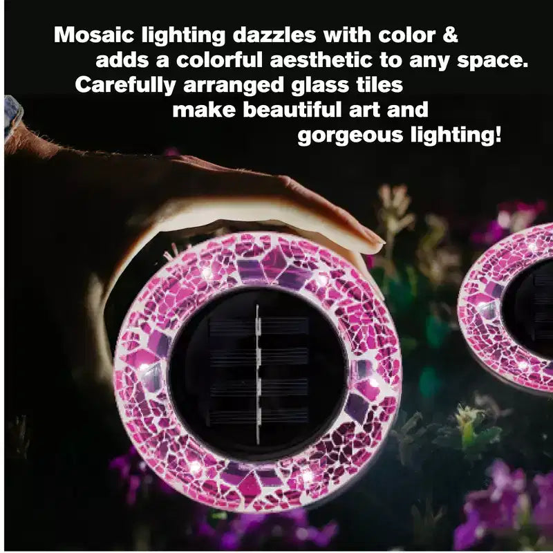 Bell + Howell Lumières de disque solaires rondes à mosaïque 6 LED avec marche/arrêt automatique