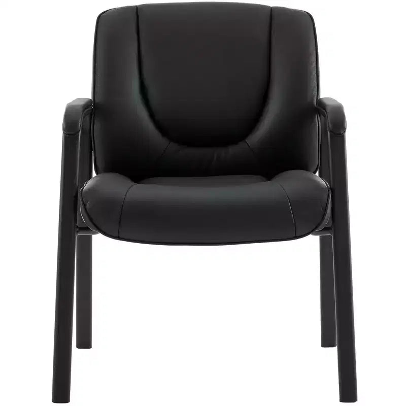 Fauteuil de salle d'attente à quatre pieds en cuir pleine fleur, cuir véritable