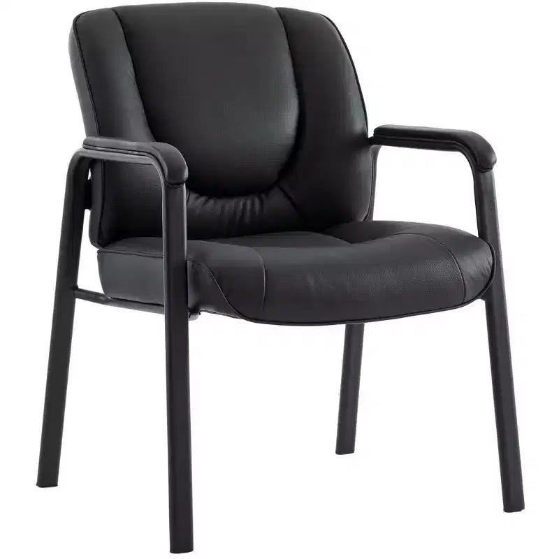 Chaise de salle d'attente en cuir véritable pleine fleur, quatre pieds
