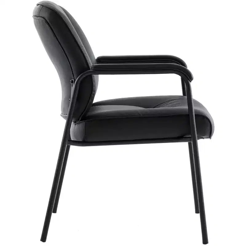 Chaise de salle d'attente en cuir véritable pleine fleur, quatre pieds
