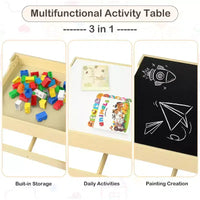 Ensemble table et 2 chaises 3-en-1 pour enfants Kinder King avec rangement, plateau amovible et tableau noir, pour art, bricolage, lecture