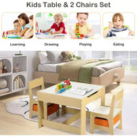 Ensemble table et 2 chaises 3-en-1 pour enfants Kinder King avec rangement, plateau amovible et tableau noir, pour art, bricolage, lecture