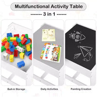 Ensemble table et 2 chaises 3-en-1 pour enfants Kinder King avec rangement, plateau amovible et tableau noir, pour art, bricolage, lecture