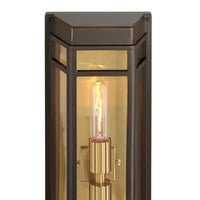 Lot de 2 appliques murales d'extérieur modernes John Timberland Catie 21, 2 lumières, pour porche ou maison, en bronze sablé et laiton, en aluminium avec abat-jour en verre