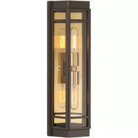 Lot de 2 appliques murales d'extérieur modernes John Timberland Catie 21, 2 lumières, pour porche ou maison, en bronze sablé et laiton, en aluminium avec abat-jour en verre